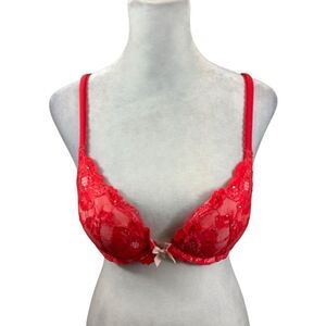 Victoria’s Secret Body by‎ Victoria Red Lace Lined Demi Push Up Bra Size 34B